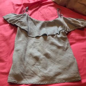 Denim colored off shoulder tank! Worn once!!!